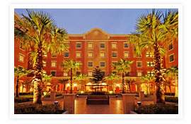 courtyard of the Palm Terrace Hotel